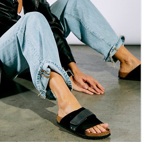 Birkenstock Kyoto Mule Leather Suede Adjustable Flat Sandals Shoes 37 L 6 M 4 - Picture 2 of 12